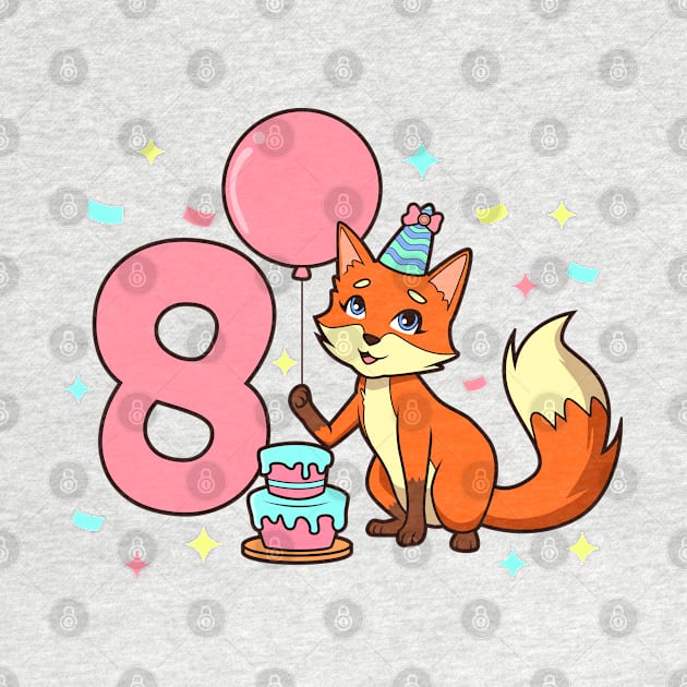 I am 8 with fox - girl birthday 8 years old by Modern Medieval Design